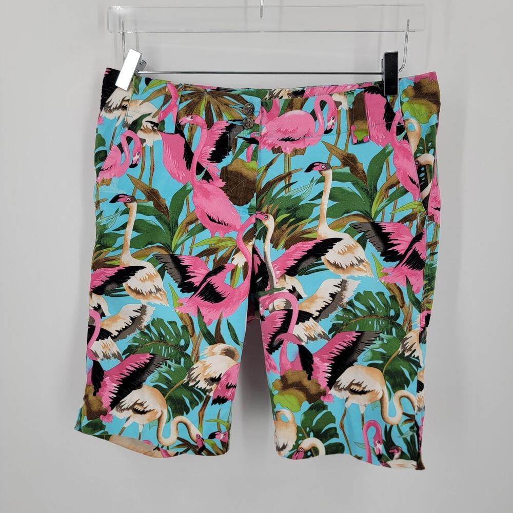 Loudmouth Golf Shorts Womens 6 Flamingo Print Pockets